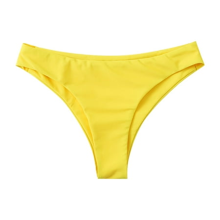 Xiangyun Womens Swim Shorts Bathing Suit Bottoms for Women Womens Bikini Bottoms Women s Bikini Bottoms High Cut Swimsuit Bottom Solid Color Mid Waist Swim Bottoms Women Beach Fashion Yellow S