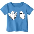 thumbnail image 3 of Kid Boys Girls Halloween Shirts Cute Ghost Friends Themed T-Shirt Crew Neck Short Sleeve Fall Outfits (A10-Blue 6-7 Years), 3 of 3