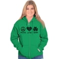 thumbnail image 3 of Peace Love Irish St Pattys Day Clover Zip Hoodie Sweatshirt Women Brisco Brands S, 3 of 6