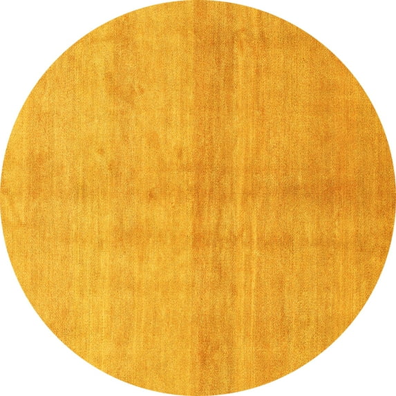 Ahgly Company Indoor Round Abstract Yellow Modern Area Rugs, 6' Round