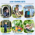 thumbnail image 2 of KloKick 5-in-1 Heavy Duty Metal Swing Set for Kids Backyard, with Slide, Monkey Bars, Saucer Swing & Tunnel, ASTM Safety Certified, Ages 3-12, 660lbs Capacity(sand), 2 of 14