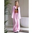 thumbnail image 6 of Women'S 2 Piece Sets-Linen Long Sleeve Shirts + Wide Leg Pants Vacation Outfits Matching Sets Pink L, 6 of 9
