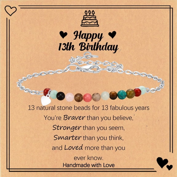 Top-kevin Birthday Gifts for Women Her, Colorful Natural Beads Stone Birthday Bracelet Gifts with Birthday Card for Women Her Daughter Wife Mom Best Friend