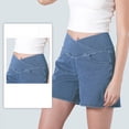 thumbnail image 5 of vigerkar High Waisted Jeans Shorts for Women Stretchy Shorts Crossover Denim Summer Short Pants with Pockets Summer (Light Blue, XS), 5 of 7