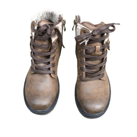 

Women s Boots Lace Up Snow Ankle Boots Vintage Anti Slip Winter Outdoor Supply 43 Khaki
