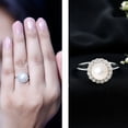 thumbnail image 3 of Rosec Jewels Freshwater Pearl Halo Engagement Ring with Diamond - 7 Carat - AAA Quality - with Jewelry Box, 10K White Gold, US 9.50, 3 of 8