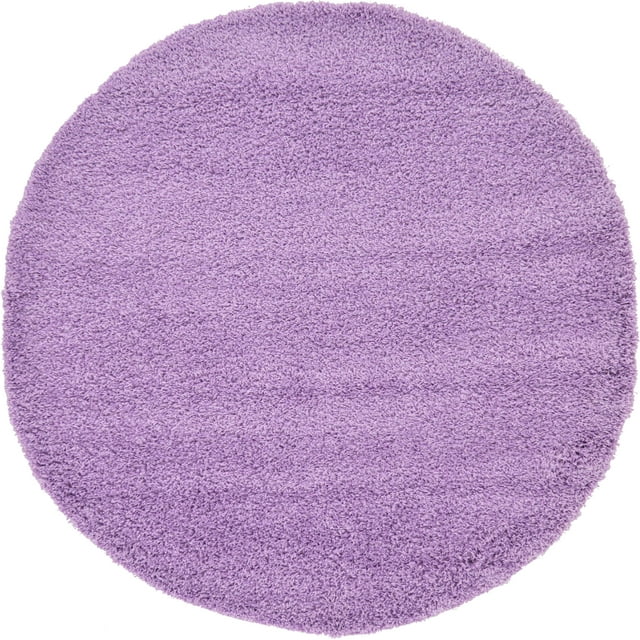 Unique Loom Solo Solide Shag Collection Zone Moderne Tapis en Peluche Luxuriante et Douce, 6' 0 x 6' 0 Ronde, Lilas