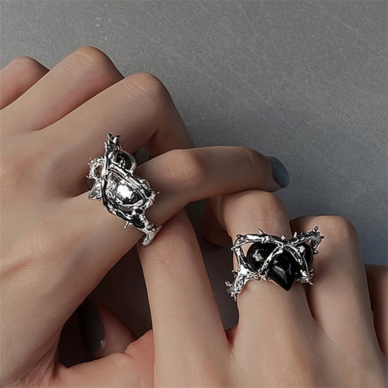 GENEMA Thorns Love Ring for Women Irregular Opening Ring Hip Hop