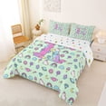 thumbnail image 2 of Manfei Cute Initial K Queen Comforter Set,Bold Unicorn Space Comforter Sets Queen,Light Green Multicolor,Polkadot Reversible,3 Pieces,1 Comforter and 2 Pillowcases, 2 of 8
