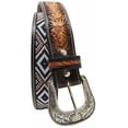 thumbnail image 3 of 20   Kids Child Youth 1-1/4" Wide Western Floral Beaded Leather Belt 26FK38C, 3 of 4
