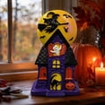 thumbnail image 3 of HAHUT Halloween House Blow Mold Light, Resin Pre-Lit Spooky Mansion with Glowing Witch Moon, Ghost & Black Cat for Halloween Party Tabletop Decor (Purple), 3 of 6