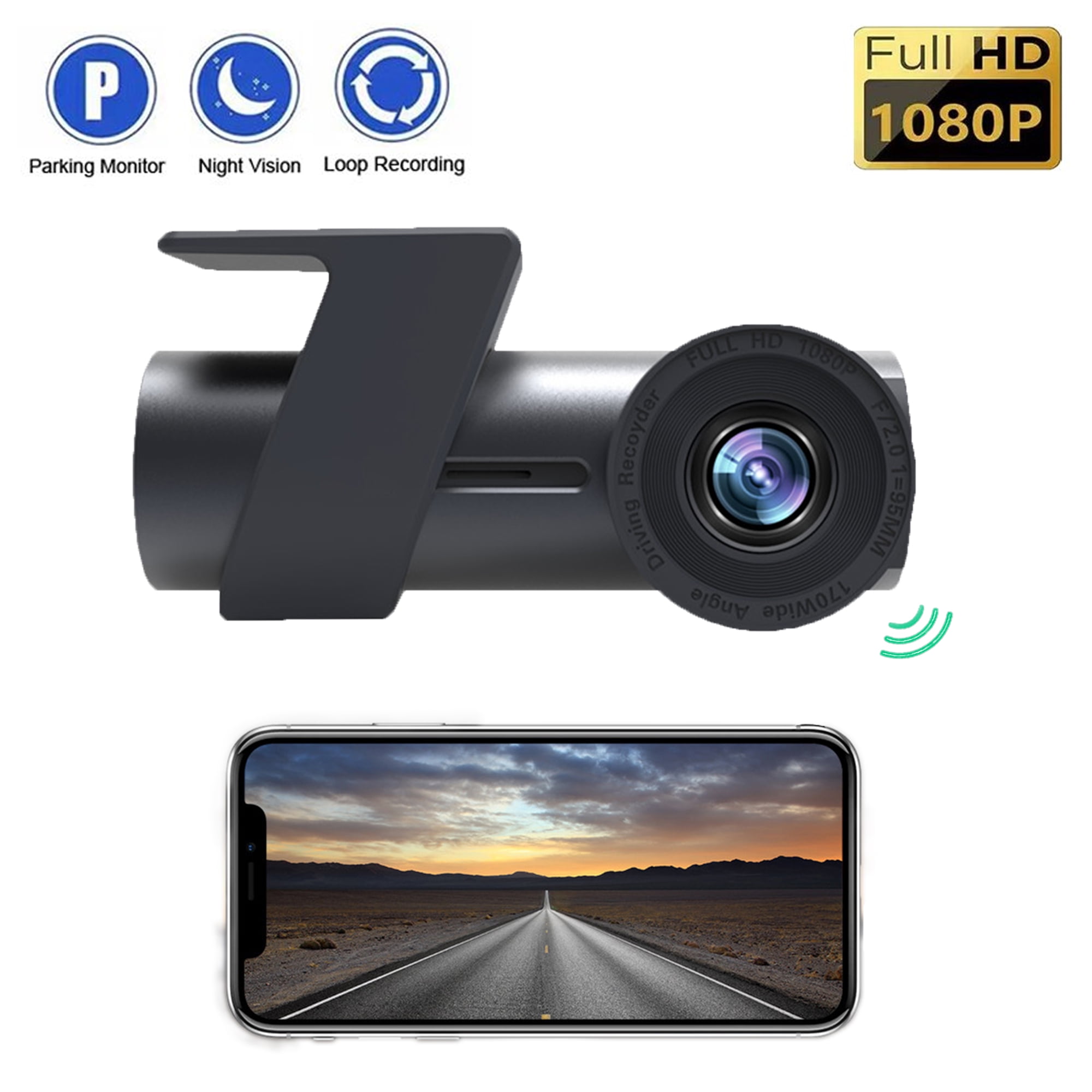 4K Dash Cam Front and Rear WiFi FHD 1080P Mini Dash Camera for Cars with Night Vision, 24 Hours