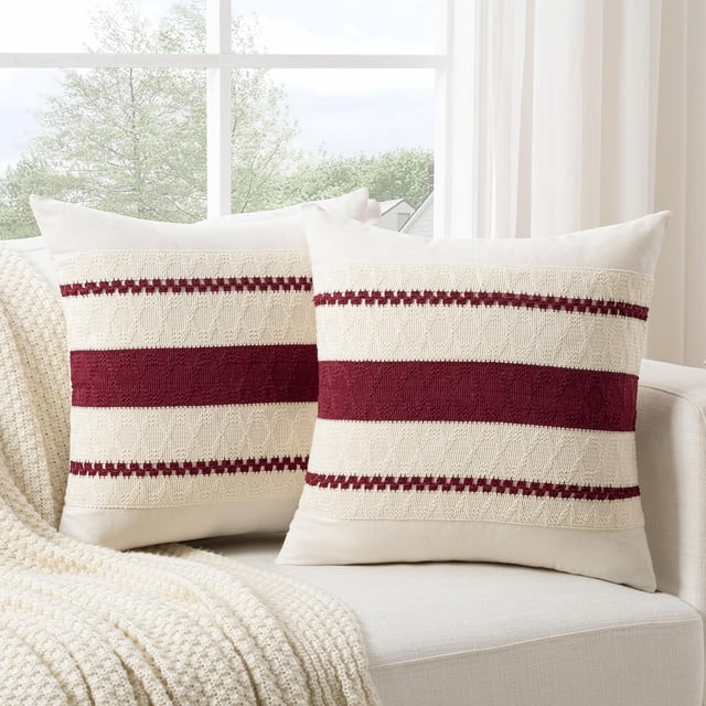 Fundas de almohada decorativas Fancy Homi, 41 x 41 cm, color burdeos, juego de 2