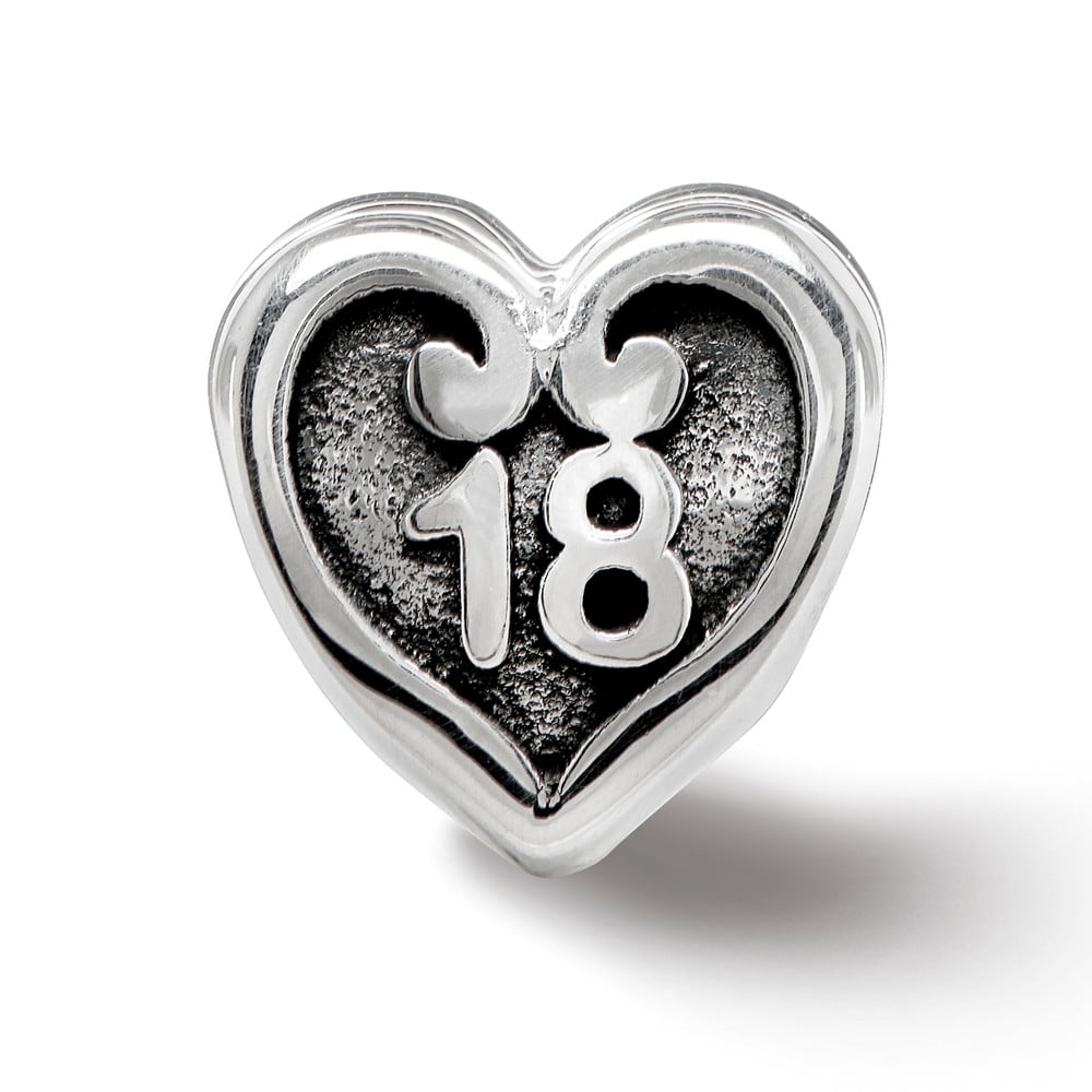 Sterling Silver Jewelry Themed Beads Solid 9.2 mm 9.3 mm Reflections 18 Heart Bead