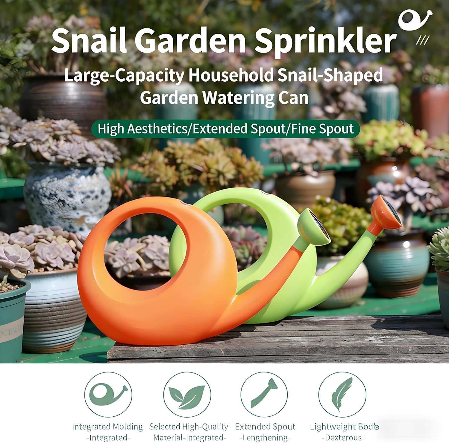 4L Large Capacity Watering Can with Long Spout – Lightweight Indoor & Outdoor Plant Waterer for House Plants, Patio, and Garden (Green,1Pcs, B)
