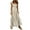 Beige, variant on Retro Plaid Smocked Maxi Dresses for Women Casual Elegant Spaghetti Strap Flounce Long Flowy Dress Sundress Beige XXXL