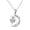 Heart with Moon, variant on 925 Sterling Silver Inspirational Engraved Round Pendant With Curb Chain Necklace Gifts for Women Teen 18"Inch