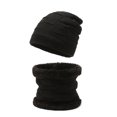 thumbnail image 5 of 2 Pcs/Set Men Hat Scarf Set Knitted High Elasticity Anti-slip Cozy Warm Solid Color Knitted Thick Plush Winter Cycling Riding Beanie Neck Warmer Set, 5 of 8