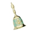 thumbnail image 1 of Campana de mano Vintage, campana de mano decorativa, mesa de comedor a prueba de herrumbre de Metal, timbre de llamada Retro para aula, escuela, Hotel Verde Dorado, 1 of 8