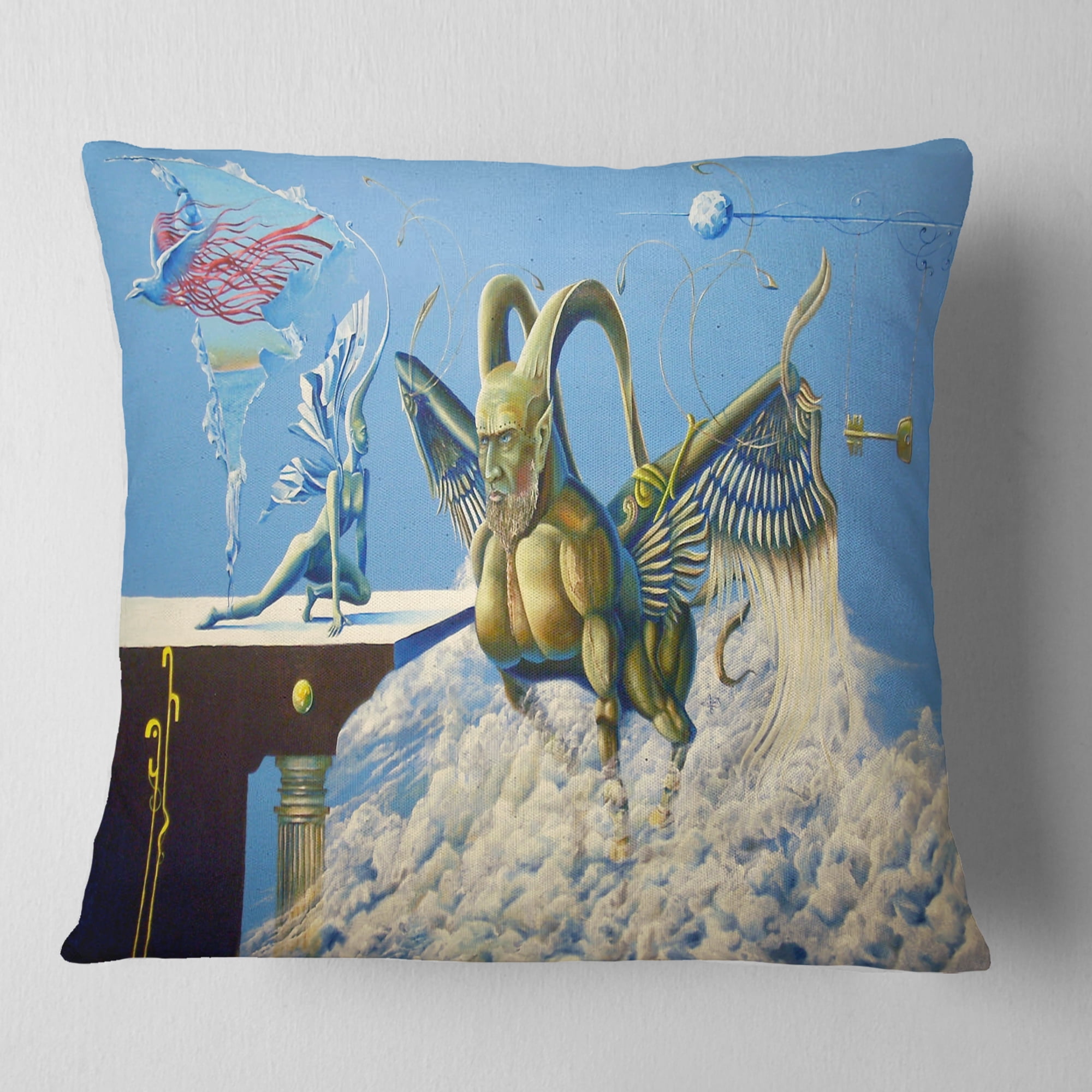 Designart Cherubim - Abstract Portrait Throw Pillow - 18x18