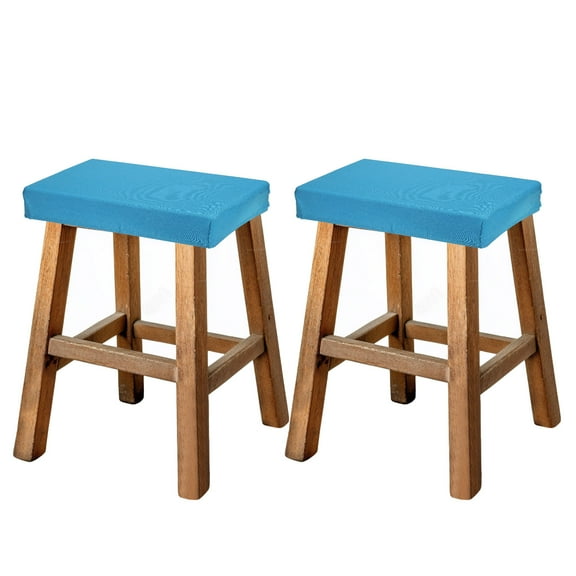 Uxcell Bar Stool Cover Rectangle, Stretch Washable Saddle Counter Vanity Barstool Slipcover Seat Cushion Protector with Elastic Band for Wooden Metal Bench Chair(Blue, 2Pcs)