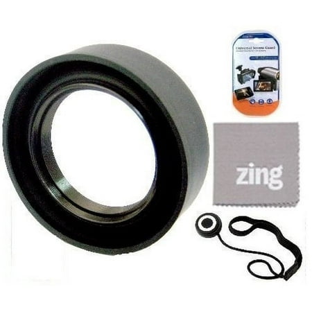 77mm Soft Rubber Lens Hood For Canon EF 400mm f/5.6L USM Super Telephoto Lens + Cap Keeper + MicroFiber Cleaning Cloth + LCD Screen Protectors