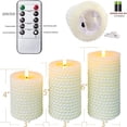 thumbnail image 4 of Immeiscent Christmas Flameless Pillar Candles, Rope Texture 3D Wick Flickering Candles, Realistic Battery Candle with Remote&Timer for Home Decor Christmas Wedding Party Festival Celebration (White), 4 of 7