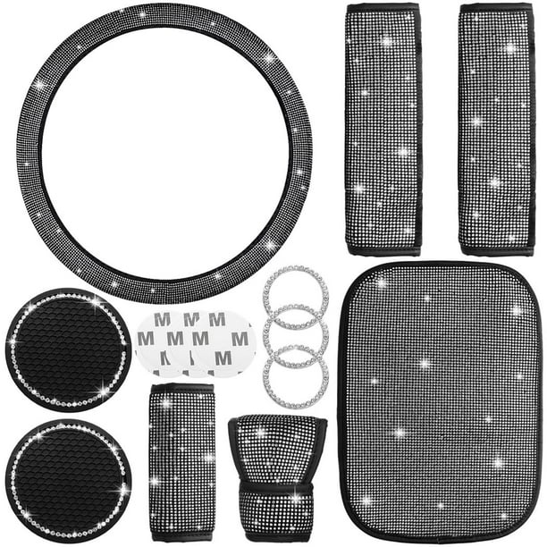 Bling Crystal Diamond Steering Wheel Cover, 11Pcs Shiny Rhinestone