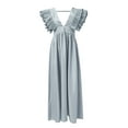 thumbnail image 4 of Siilsaa Womens Semi Formal Dresses Women's Summer Long Formal Wedding Guest Dress Sleeveless Ruffle Party Maxi Bodycon Dresses Grey,M, 4 of 5