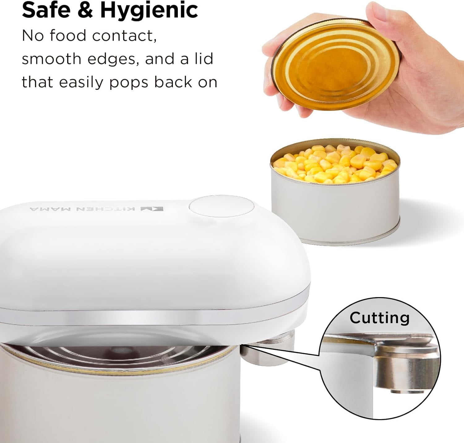 Kitchen Mama Mini Plus Rechargeable Electric Can Opener (White)