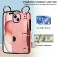 thumbnail image 2 of Allytech Wallet Case for iPhone 15 Plus, [Card Slot] [Ring Buckle] [Adjustable Wristband with Snap Buckles] Premium PU Leather Kickstand Shockproof Case Cover for Women Men - Pink, 2 of 10
