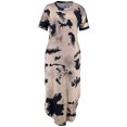 thumbnail image 4 of Women Tie-Dyed Side Split Short Sleeve Crew Neck Maxi Dress with Pockets, 4 of 5