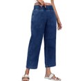 thumbnail image 2 of Elastic High Waist Women Wide Leg Loose Denim Pants Ankle Jeans, 2 of 6