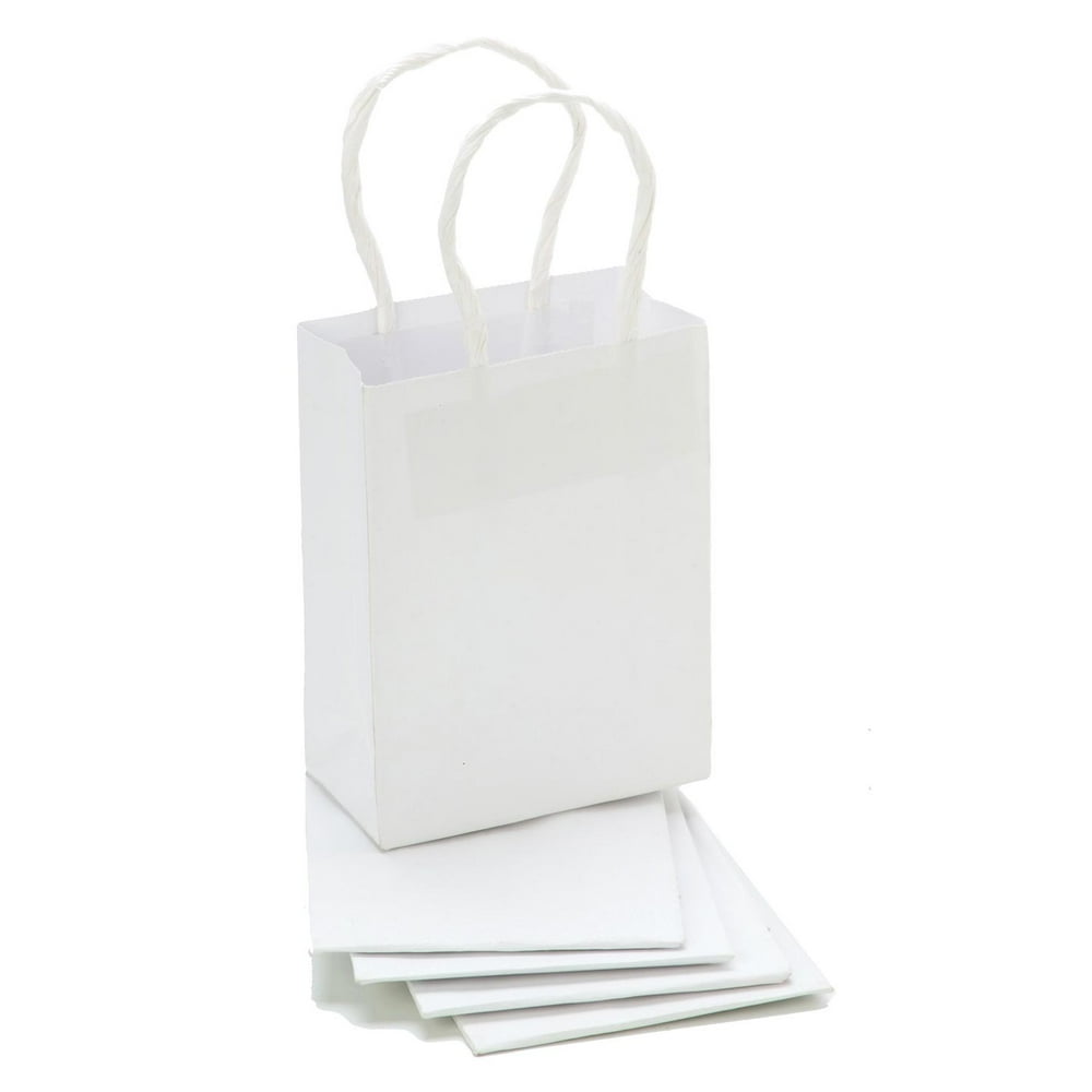 Mini White Gift Bags 3.875 x 5.125 inches, 5 pack