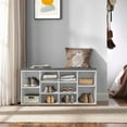 thumbnail image 6 of Dkelincs 3-Tier Shoe Rack Bench with Storage 10 Compartments Entryway Bench with Cushion, White, 6 of 8