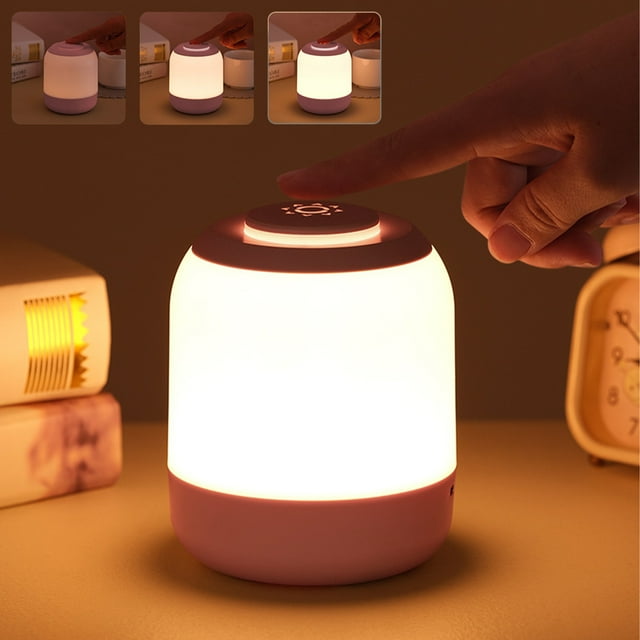 Xihbxyly Mini Luz Nocturna, Lámpara Recargable y Regulable, Luz de Noche Portátil Inalámbrica, Luz Suave y Cálida para Dormitorio, Pasillo, Habitación Infantil, Batería de Larga Duración, Diseño Comp