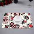 thumbnail image 2 of EREHome Funny Skull Roses Placemat Plate Holder Set of 4, Table Mats Protector 12x18 inch, 2 of 5
