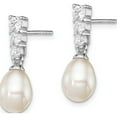 thumbnail image 2 of Sterling Silver Rhod-Plated 7-8mm White Fwc Pearl Cz Post Dangle Earrings (21 X 8) Made In China qe12747, 2 of 5