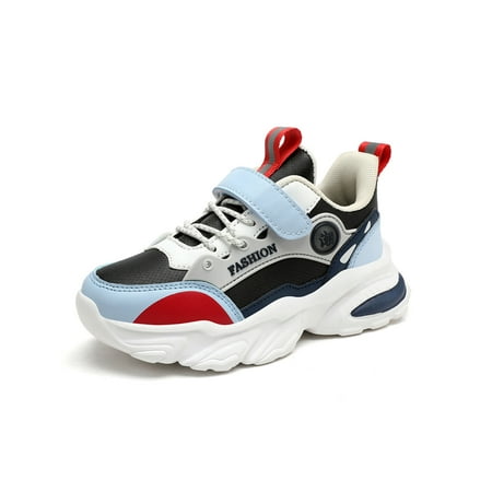 

SIMANLAN Children Running Shoe Breathable Sneakers Color Block Athletic Shoes School Slip Resistant Trainers Workout Sport Fashion Sneaker Black Red 1Y