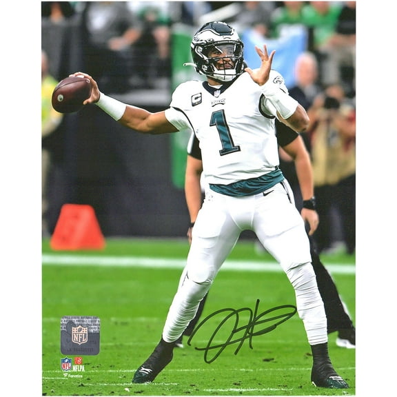 Jalen Hurts Philadelphia Eagles Autographed 8" x 10" White Throwing Photograph - Fanatics Authentic Certified