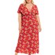 thumbnail image 1 of Vestido Corto de Verano con Cuello en V de Manga Corta Impreso, Vestido de Moda Casual para Mujeres, 1 of 5
