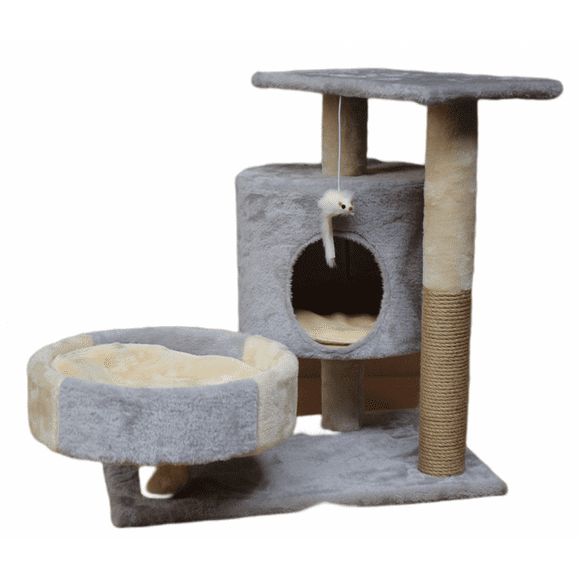 Cat Tree Condo Furniture Kitten Activity Tower Pet Kitty Play House with Scratching Posts Perch Hammock Tunnel (Beige)