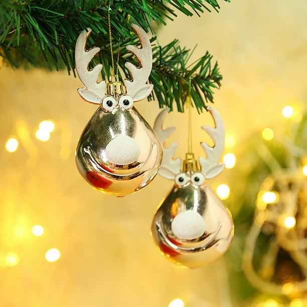 Juego de 2 Adornos Navideños Colgantes de Plástico con Diseño de Cabeza de Ciervo para Árbol de Navidad | Colgantes Navideños Únicos y Detallados para Árboles, Coronas, Adornos de Regalo de 5 a 11 Cm