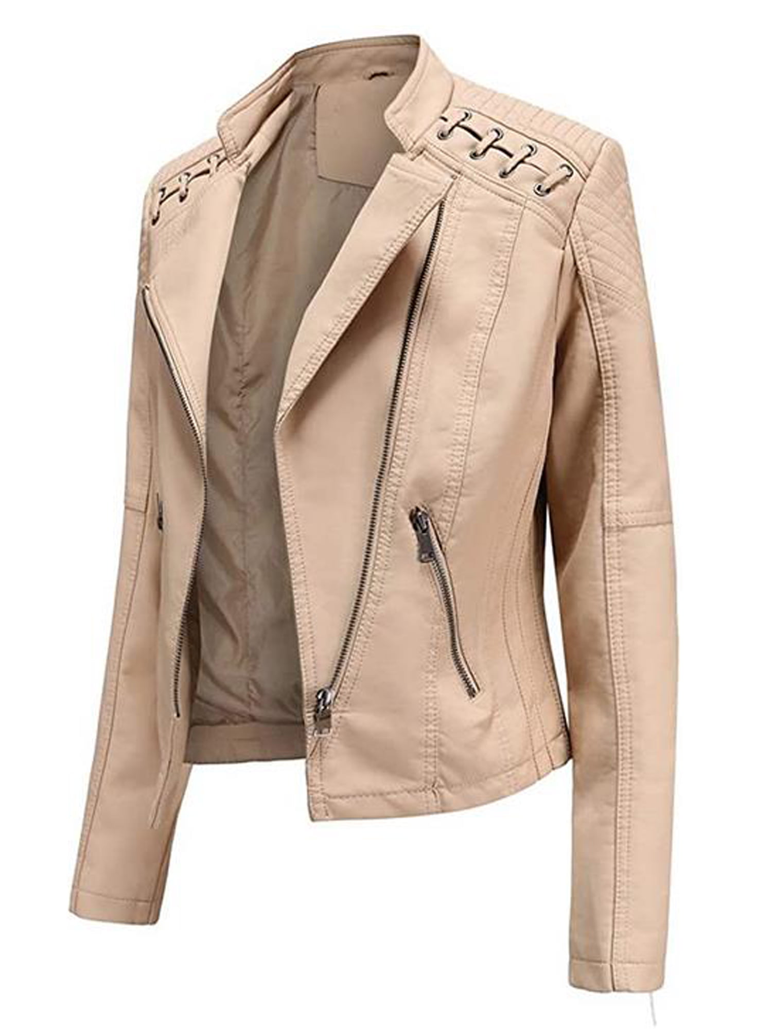 Agitation Girls Belted Faux Leather Moto Biker Jacket Slim Short Coat