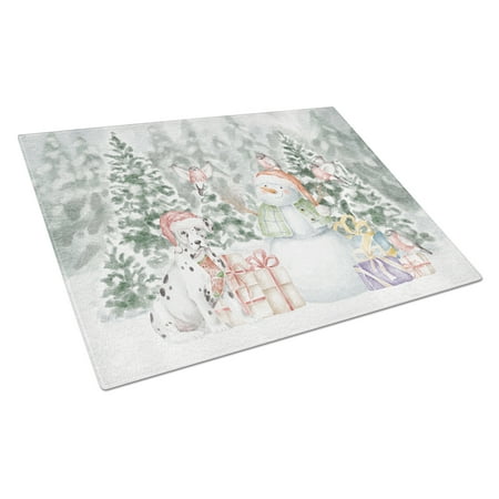 

Dalmatian Puppy with Christmas Presents Glass Cutting Board Large 12 in x 15 in