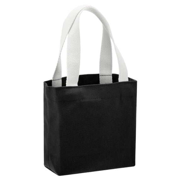 Uxcell Small Solid Color Canvas Tote Bag for Women, 7 x 2 x 6 Inch Canvas Bags with Handle Lightweight Reusable Tote Cloth Pouch for Shopping Travel Daily Use, Crafts DIY, Black
