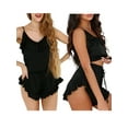 thumbnail image 1 of KelaJuan Women 2PCS Pajamas Set V Neck Ruffled Silk Camisole Elastic Shorts Soft Sleepwear Loungewear, 1 of 6