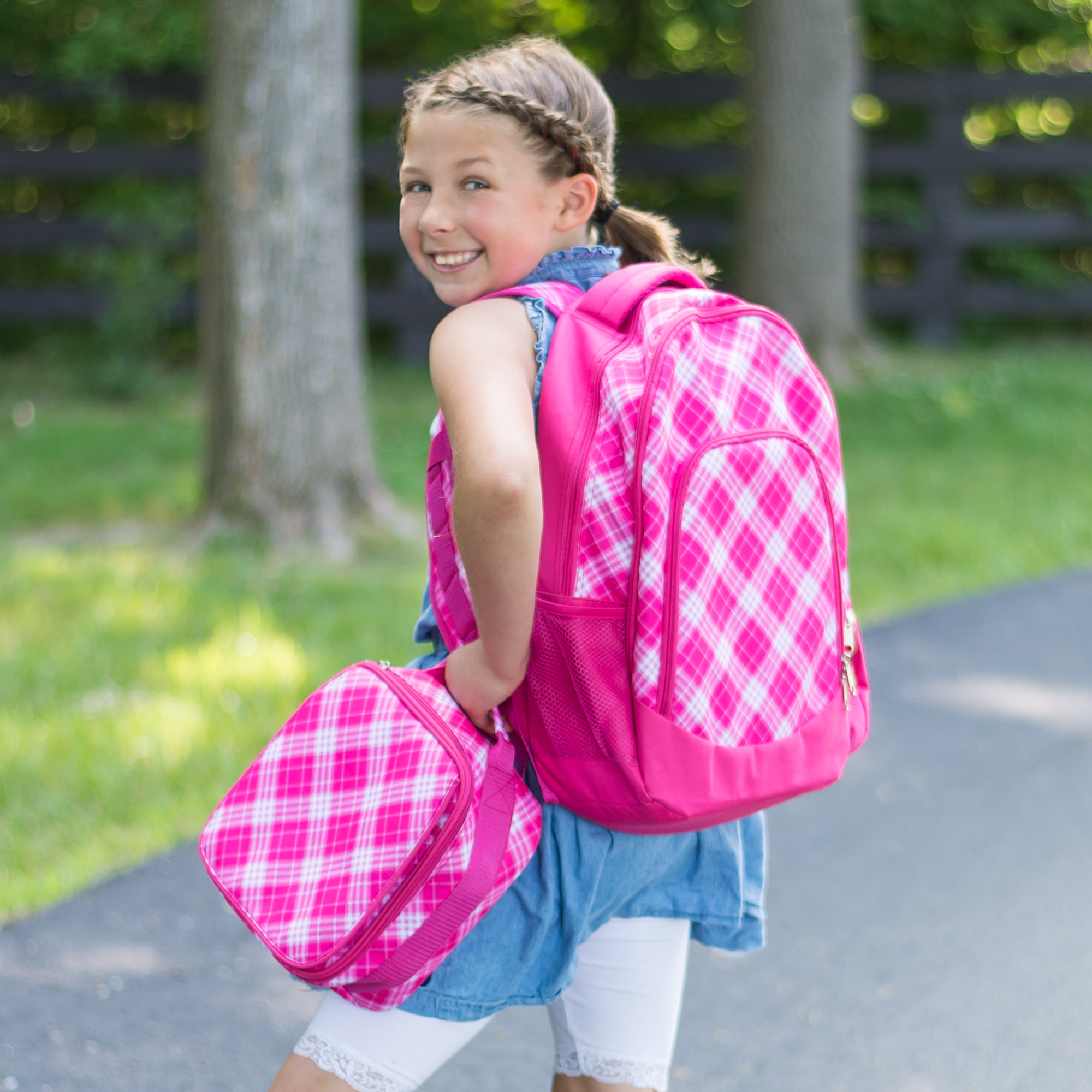 Class Collections Reinforced Water Resistant School Backpack and Insulated Lunch Bag Set - Pink Preppy Plaid - image 2 of 2