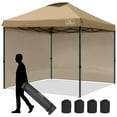 thumbnail image 1 of KAMPKEEPER 10x10 Pop Up Canopy Tent with 2 Sidewalls for Outdoor Use, Khaki, 1 of 7