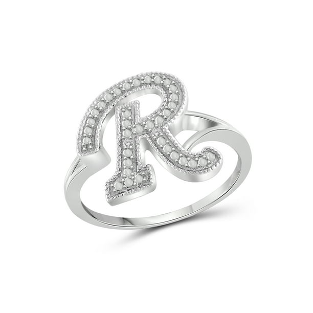 White Diamond Sterling Silver Initial Spell